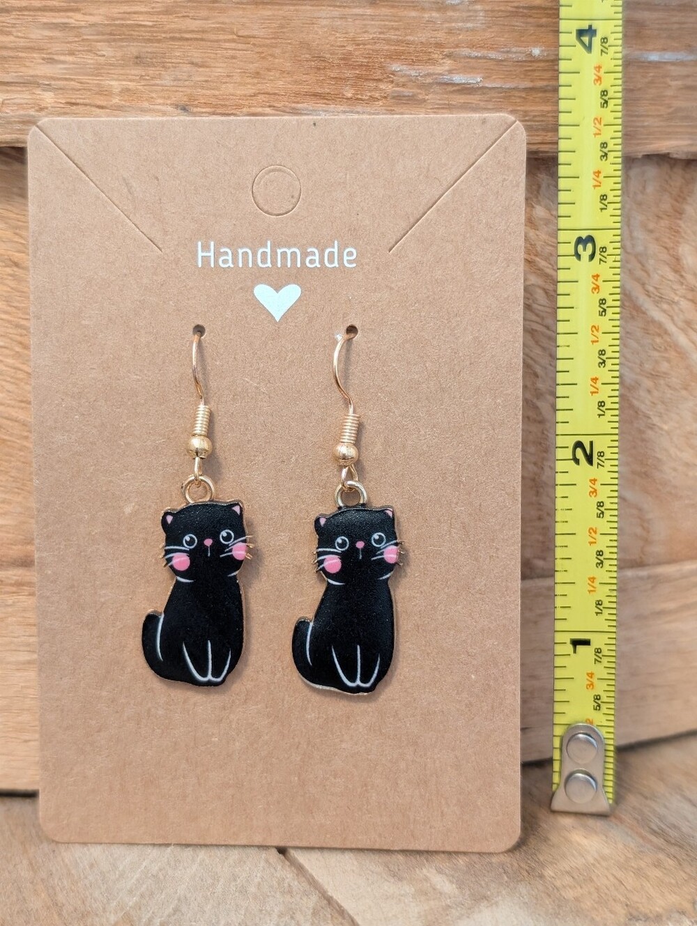 Cat Enamel Metal Earrings NEW